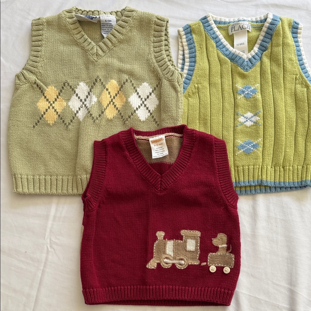 Sleeveless Sweater Vests - Red, Green, and Blue